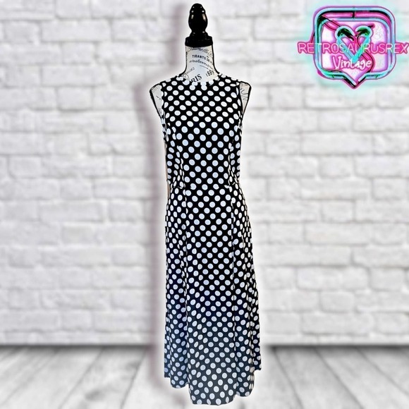 Vintage 1990's Pretty Woman Polka Dot Maxi Dress, Medium - Picture 2 of 10